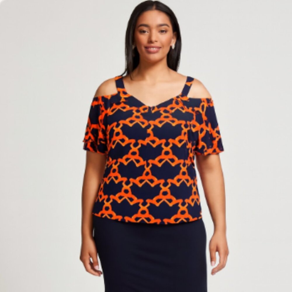 Melanie Lyne Cold Shoulder Blouse size XL